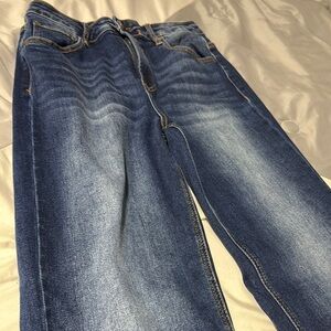 Blue Straight Jeans with Vintage Wash